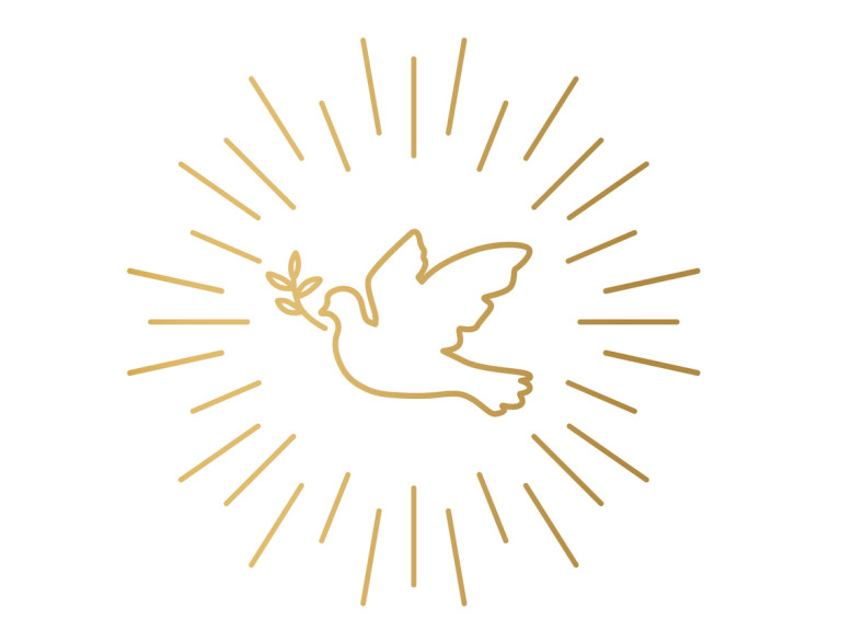 golden dove with olive branch, Holy Spirit, peace concept